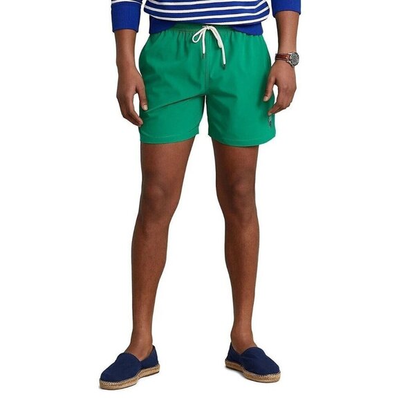 Polo Ralph Lauren Other - Polo Ralph Lauren Green Solid Traveler Polo Bear 5.5" Swim Trunks